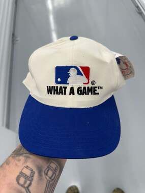 Vintage MLB What A Game Youth Snapback Hat New With Tags Blue White